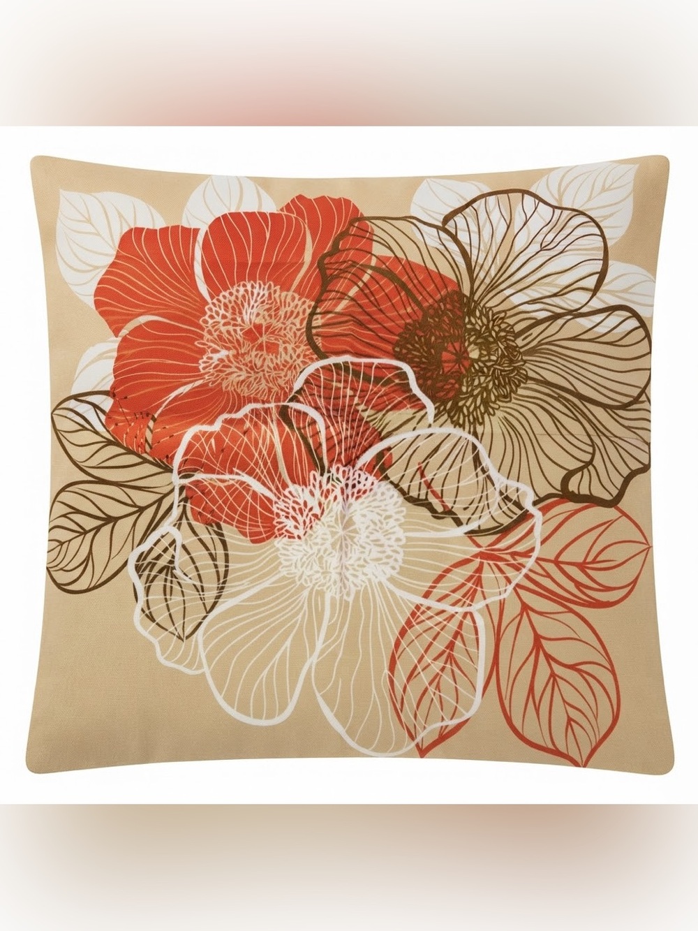 2 Floral Print Throw Pillow Cover, 45x45 cm